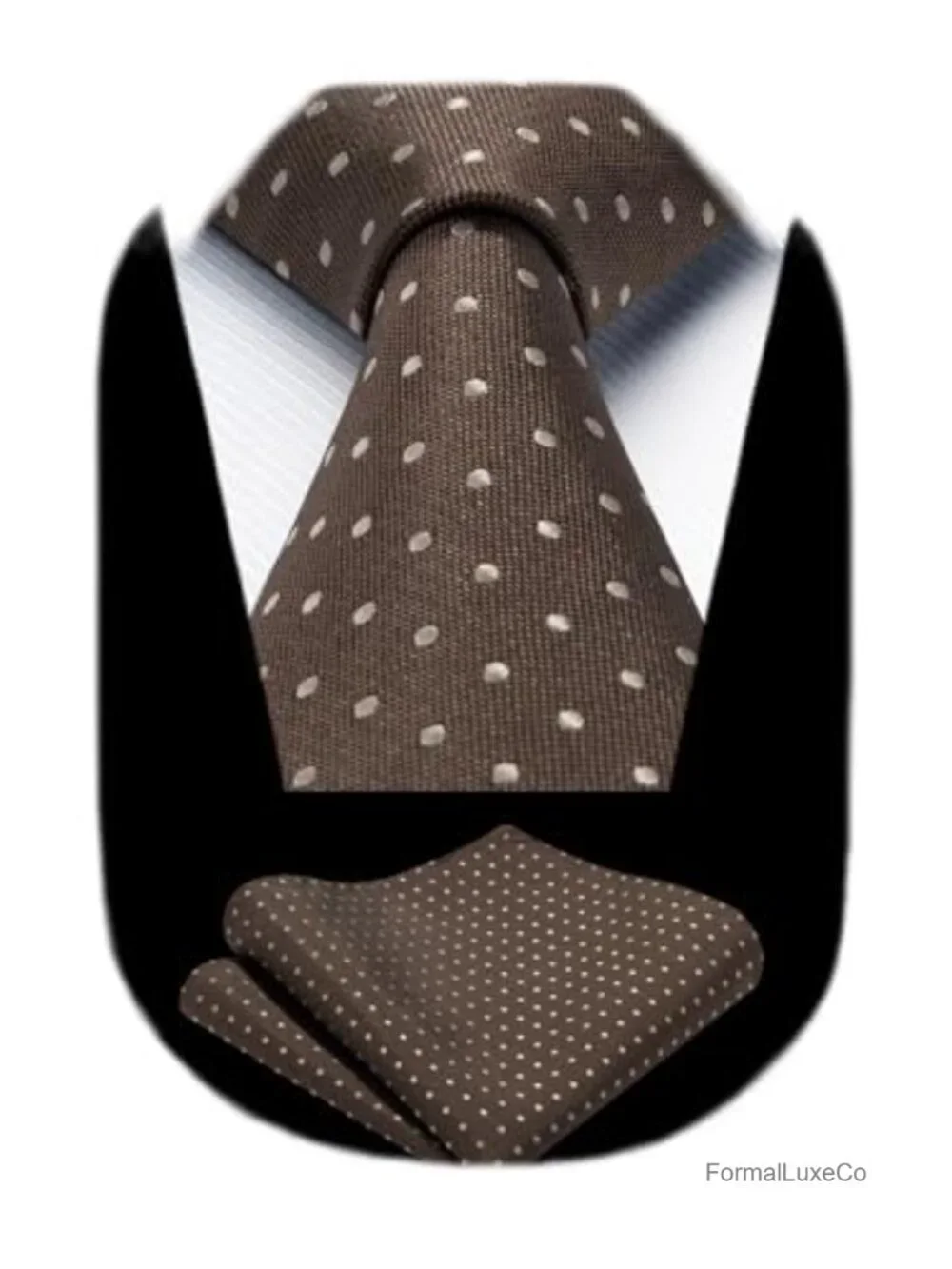 Polka Dot Tie & Pocket Square Set Men Silk Blend Woven Formal Necktie